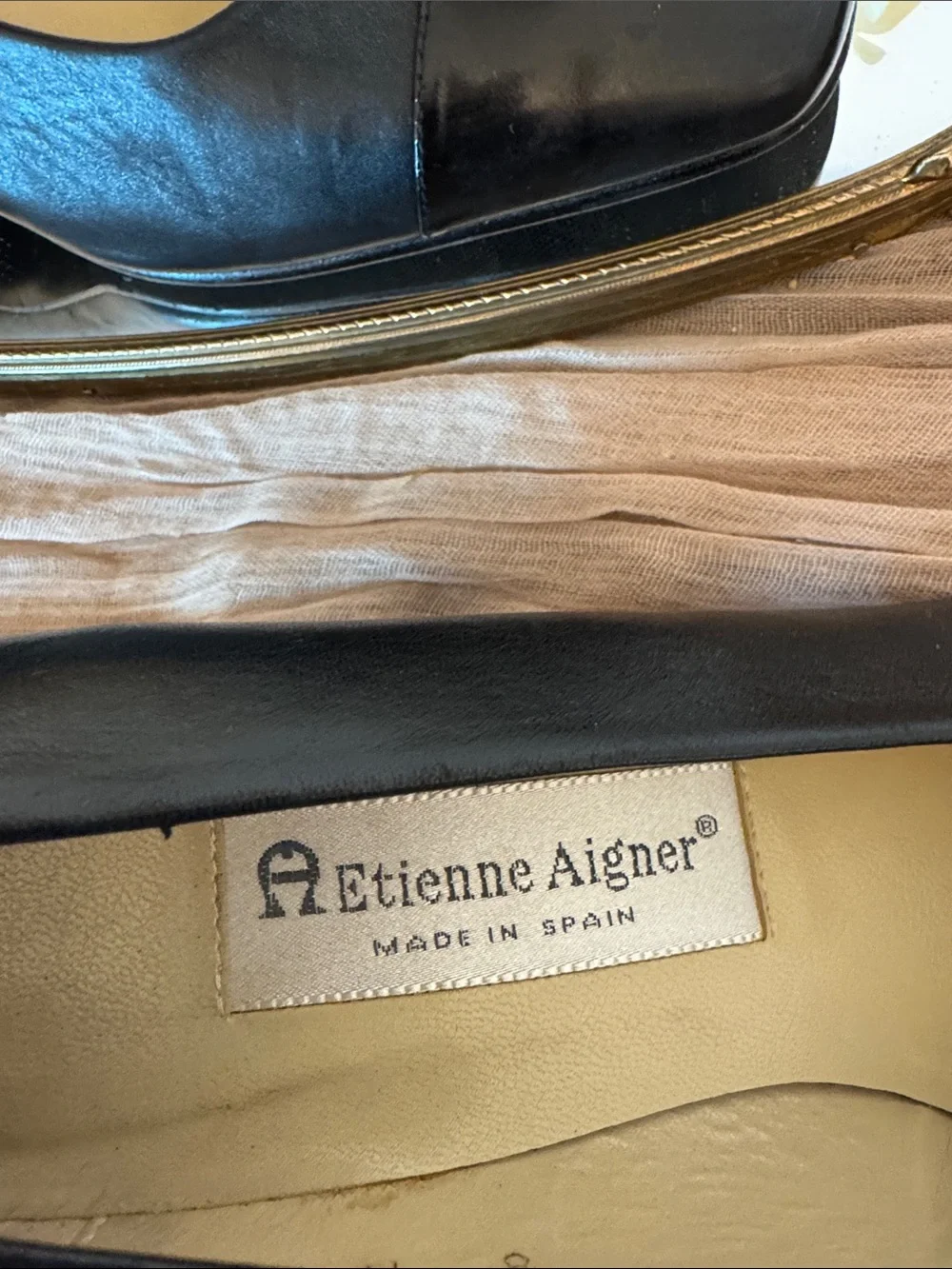 Etienne Aigner Black Leather Square-block heel. Genuine leather